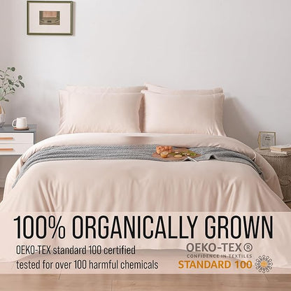 Bella Coterie 6 Piece Luxury Bamboo Viscose Queen Size Sheet Set | 100% Organically Grown | Cooling for Hot Sleepers | 18" Deep Pocket | Soft & Hypoallergenic | 4 Pillowcases [Champagne]