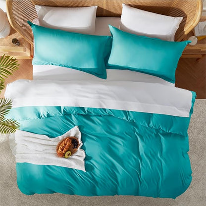 Nestl Twin Duvet Cover Set - Soft Double Brushed Teal Duvet Cover Twin XL, 2 Piece, with Button Closure, 1 Duvet Cover 68x90 inches and 1 Pillow Sham