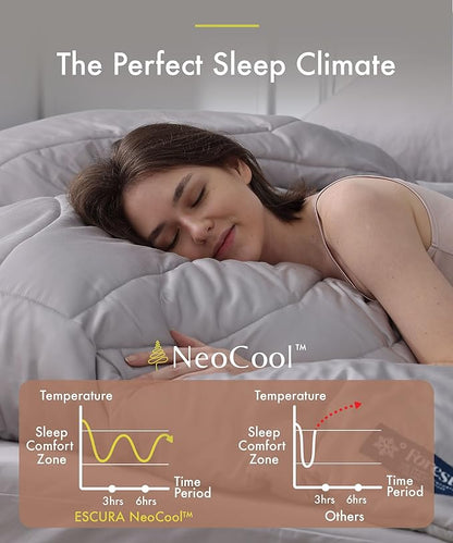 ESCURA Tw® Climate Control Comforter, Full/Queen, German Patented PCM Down Alternative All-Season Design for Hot Sleepers & Night Sweats, Bamboo Lightweight Breathable Hypoallergenic Blanket
