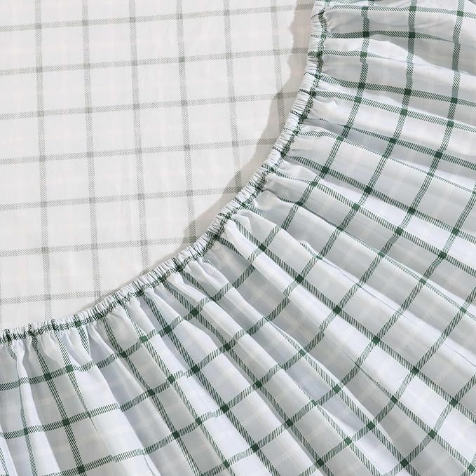 Eddie Bauer - Full Sheet Set, Premium Cotton Percale Bedding Set, Plaid Home Decor, Oeko-Tex Certified (Classic Tattersall Plaid Green, Full)