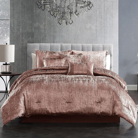 Riverbrook Home Turin Comforter Set, Queen, Blush, 7-Piece Set