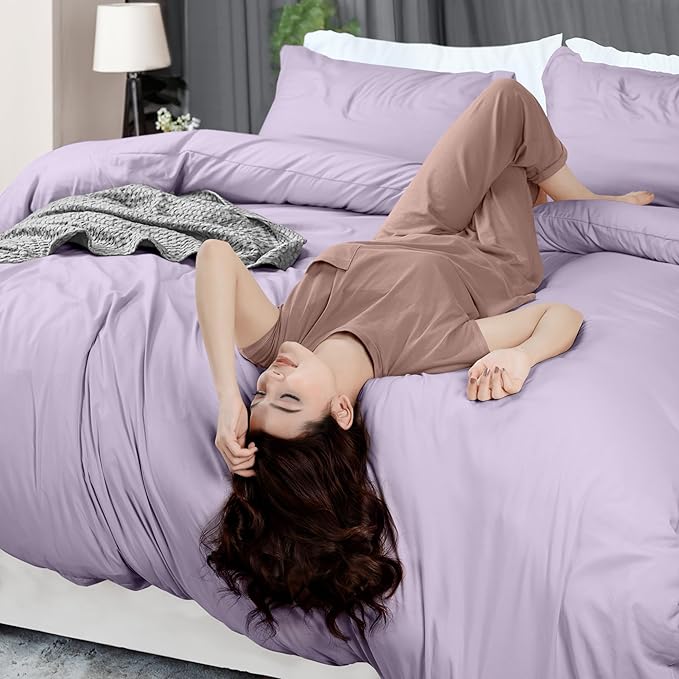 Utopia Bedding Duvet Cover Twin Size - 2 Piece with Zipper Closure - 1 Comforter Cover 68X90 Inches & 1 Pillow Sham 20X26 Inches (Lavender) Comforter Not Included