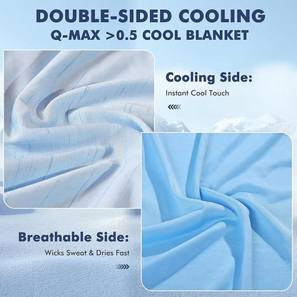 Elegear Cooling Blanket for Hot Sleepers, Double-Sided Arc-Chill® 3.0 Cooling Tech, Q-Max >0.5 Cool to Touch Cooling Blankets, Soft Breathable Summer Blanket for Night Sweats & Hot Flashes