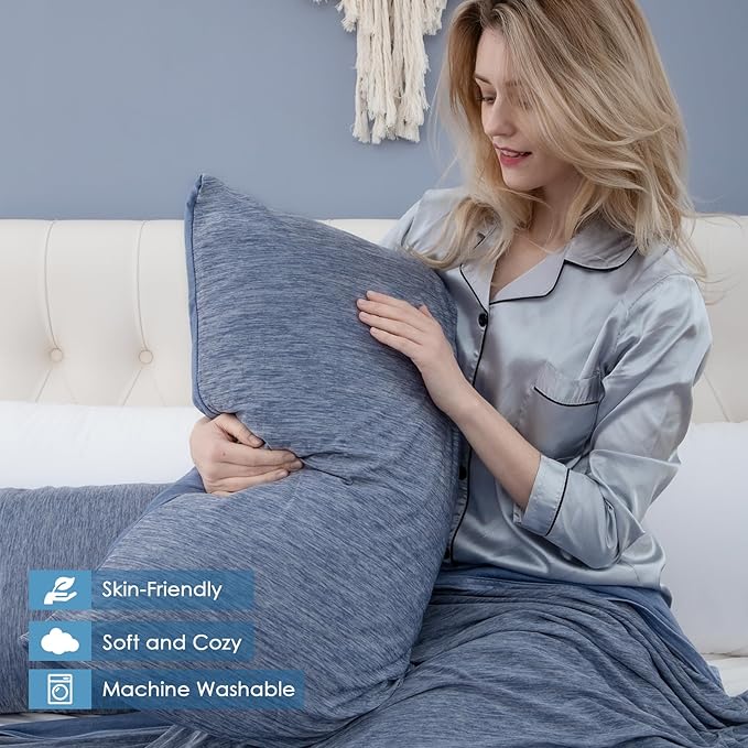 CHOSHOME Cooling Pillow Cases Zipper Pillow Covers Q-Max > 0.45 Zippered Pillowcases for Hot Sleepers, Soft, Breathable, Skin-Friendly, 2 Pack (King, 20"x36", Blue)