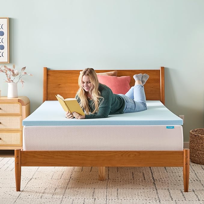 Linenspa Memory Foam Mattress Topper, Twin Size - 2 Inch Gel Infused Memory Foam - Plush Feel - Cooling and Pressure Relieving - CertiPUR Certified