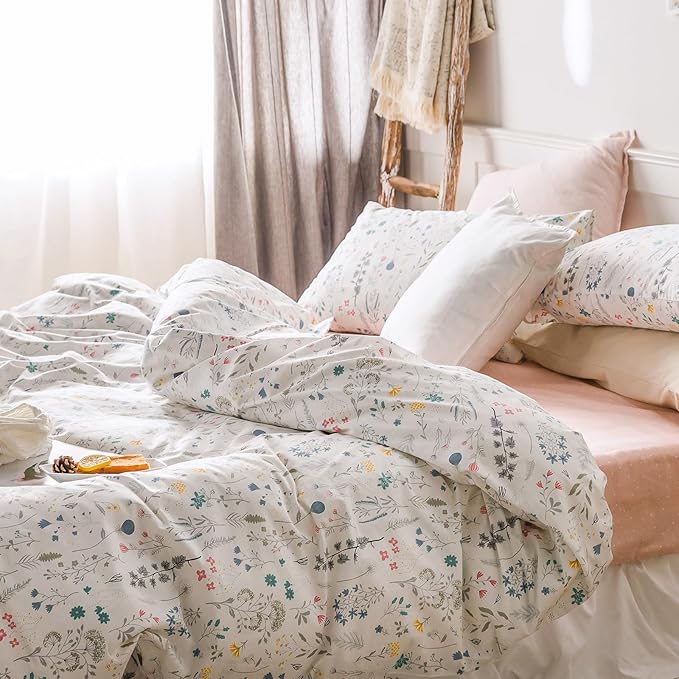 HighBuy Vintage Style Twin XL Comforter Set Vibrant Floral Comforter Set Twin XL Soft for Kids Girl Cute Cottagecore Botanical Flower Bedding Comforter Fluffy Bedding Sets 3 Piece Comforter Set