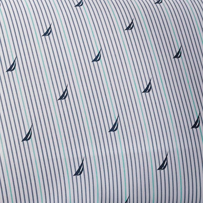 Nautica - Twin XL Size Sheet Set, Crisp & Tailored Cooling Sheets with a Smooth Cotton Percale Lightweight Feel - Bed Sheets with Matching Pillowcase & Fitted Sheet (Audley Stripe Blue)