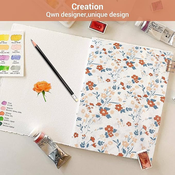 Softan Floral Twin Size Sheet Set, Orange Flower Printed Bed Sheets for Girls, 3-Piece Microfiber Single Fitted Sheet with 15" Deep Pocket & Non-Slip Straps, Patterned Bedding Sheets & Pillowcase Set