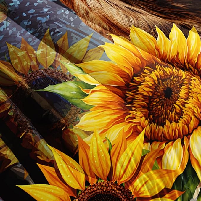 Deer Bedding Sets for Kids Boys Girls Room Decor,Hunting Themed Forest Sunflower Bedding Comforter Sets,Western Comforter Sets Woodland Camo Queen Bedding Set with 2 Pillowcases.