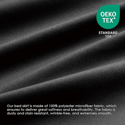 FreshCulture Queen Bed Skirt, Elastic Wrap Around Bed Skirt Queen Size, Bed Skirts for Adjustable Bed, Easy Fit with 15-Inch Tailored Drop, Hotel Quality Dust Ruffle for Queen Bed (Black)