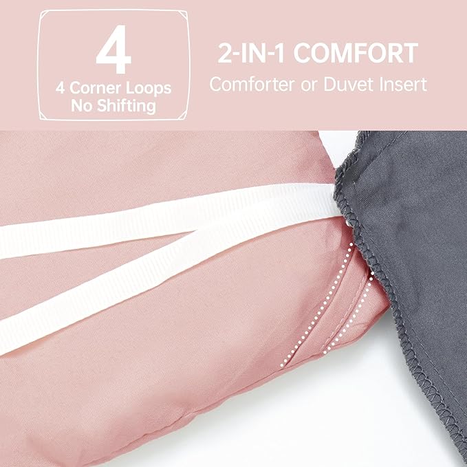 MUXHOMO Oversized King Comforter Sets, All Season Ultra Soft Down Alternative Bedding - 3 Piece Lightweight Bed Set Includes 1 Comforter (120"x98") and 2 Pillow Shams (20"x36"), Rose Gold
