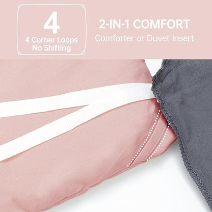 MUXHOMO King Size Comforter Set, All Season Ultra Soft Down Alternative Bedding - 3 Piece Lightweight Bed Set Includes 1 Comforter (104"x90") and 2 Pillow Shams (20"x36"), Rose Gold