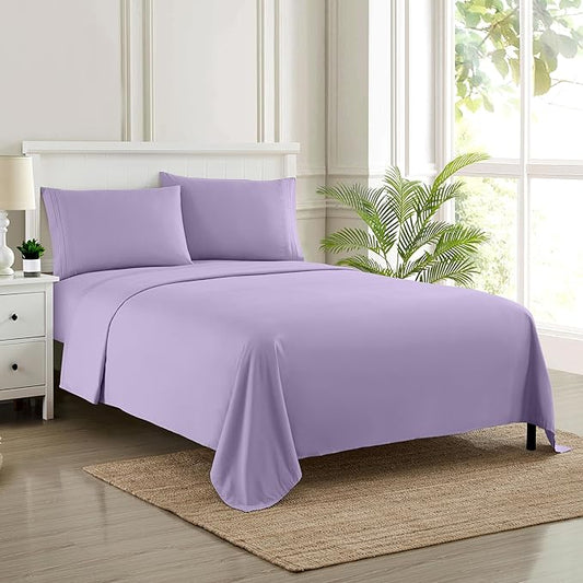 Full Size Sheet Sets - Breathable Luxury Sheets with Full Elastic & Secure Corner Straps Built In - 1800 Supreme Collection Extra Soft Deep Pocket Bedding Set, Sheet Set, Full, Lavender