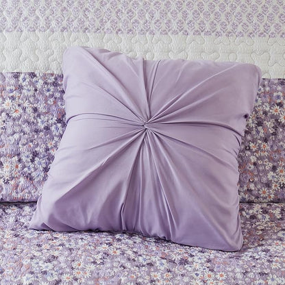 Madison Park Quilt Set, Seersucker Floral Coverlet for Queen Size Bed, All Season Lightweight Bedding, Farmhouse Quilt Set, Vermicelli Quilting, Throw Pillow, Caralie, King/Cal King Purple 4 Piece