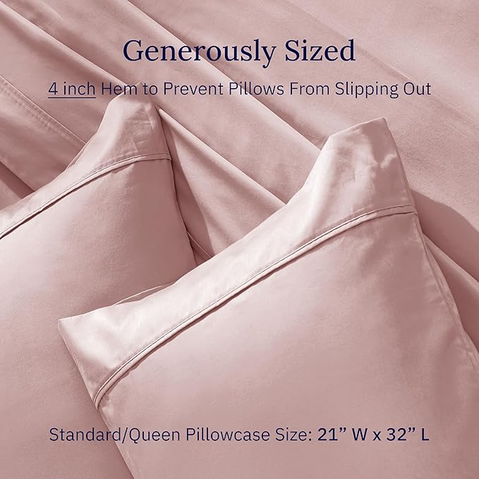 California Design Den Queen/Standard Pillow Cases Set of 2-400 Thread Count Sateen, Natural 100% Cotton, Pillow Covers Queen Size, Soft, Roomy and Breathable - Mauve