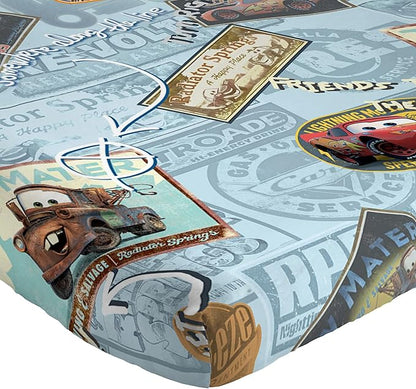Disney/Pixar Cars Tune Up Blue/Gray 4 Piece Full Sheet Set with Lightning McQueen & Mater (Official Disney/Pixar Product)