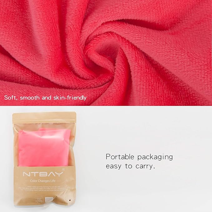 NTBAY Zippered Velvet Square Throw Pillow Covers, 2 Pack Soft and Luxury Decorative Cushion Cases, 18x18 Inches, Hot Pink