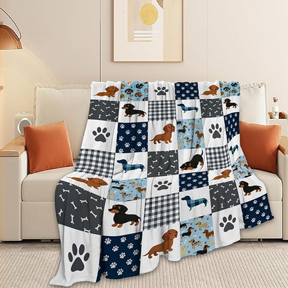 Dachshund Blanket Super Soft Warm Fluffy Fleece Flannel Dog Throw Blanket Cozy Fuzzy Plush Stuff Bedding Blankets Gifts for Women Kids Boys Girls Adults 80"X60"