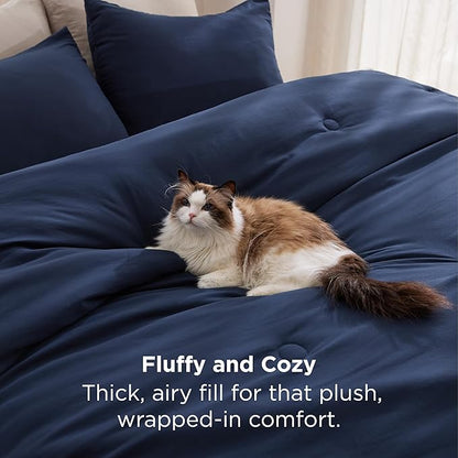 Bedsure King Size Comforter Set Navy, Soft Prewashed King Bedding, Quilted Comforter with Circle Design, Down Alternative Comforter for All Seasons, 3 Pieces Bed Set with 2 Pillow Shams