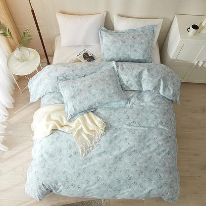 VM VOUGEMARKET Blue Floral Comforter Set Twin XL Soft Microfiber Bedding Set Vintage Garden Flower Comforter Botanical Comforter for Teen Girls Women All Season