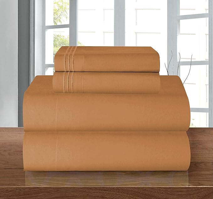 Elegant Comfort Luxury Soft 1500 Premier Egyptian 4-Piece Premium Hotel Quality Wrinkle Resistant Coziest Bedding Set, All Around Elastic Fitted Sheet, Deep Pocket up to 16inch, King, Bronze