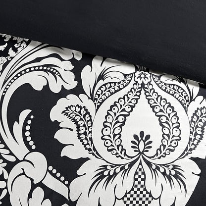 Madison Park Vienna Sateen Cotton Comforter Set, Breathable, Soft Cover, Trendy, All Season Down Alternative Cozy Bedding with Matching Shams, California King, Black 7 Piece