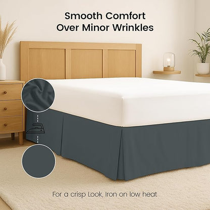 Utopia Bedding Queen Bed Skirt - Soft Quadruple Pleated Ruffle - Easy Fit with 16 Inch Tailored Drop - Hotel Quality, Shrinkage and Fade Resistant (Queen, Grey)