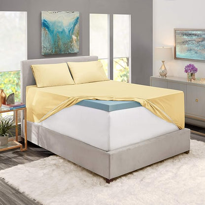 Nestl Twin Size Sheet Set, 4 Piece Extra Deep Pocket (18-24 inches), Microfiber, Hotel Luxury, Soft, Breathable, Wrinkle-Free, Easy to Care, Vanilla Yellow
