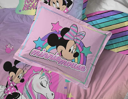 Jay Franco Disney Minnie Mouse Unicorn Dreams 7 Piece Full Bed Set - Includes Reversible Comforter & Sheet Set Bedding - Super Soft Fade Resistant Microfiber - (Official Disney Product)