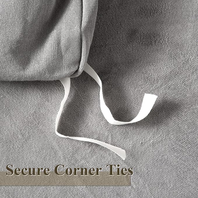 Ivellow Velvet Flannel Duvet Cover King Size Smoky Gray Duvet Cover King Velvet Comforter Cover Set Ultra Soft Breathable Cozy Velour Duvet Cover Solid Luxury Bedding Set Zipper Closure Corner Ties