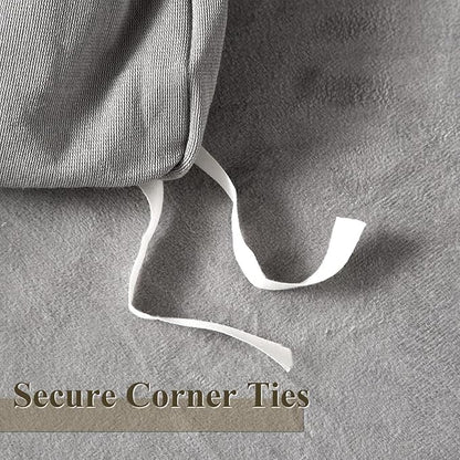 Ivellow Velvet Flannel Duvet Cover King Size Smoky Gray Duvet Cover King Velvet Comforter Cover Set Ultra Soft Breathable Cozy Velour Duvet Cover Solid Luxury Bedding Set Zipper Closure Corner Ties