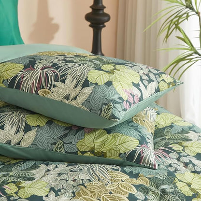HighBuy Twin XL Comforter Set Green Leaves Cottagecore Bedding Comforter for Kids College Bedding Set 3 Piece,Women Girls Topical Botanical Quilts Garden Comforter with 2 Pillowcases