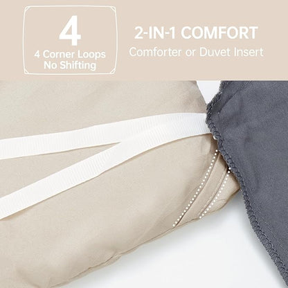 MUXHOMO King Size Comforter Set, All Season Ultra Soft Down Alternative Bedding - 3 Piece Lightweight Bed Set Includes 1 Comforter (104"x90") and 2 Pillow Shams (20"x36"), Linen