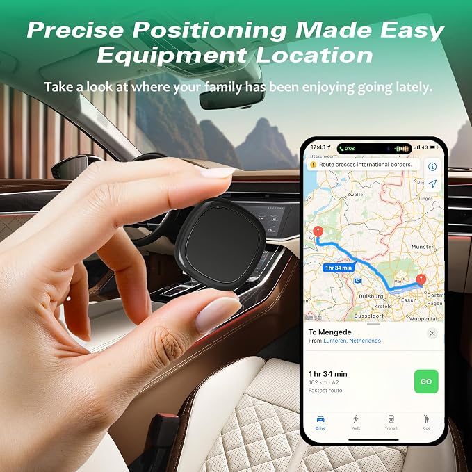 GPS Tracker for Vehicles.Mini Hidden Magnetic GPS Tracker for Vehicles - Full Global Coverage, No Subscription or SIM Card Required - Perfect for Cars, Assets, Pets, Kids, and Seniors!(Black Square)