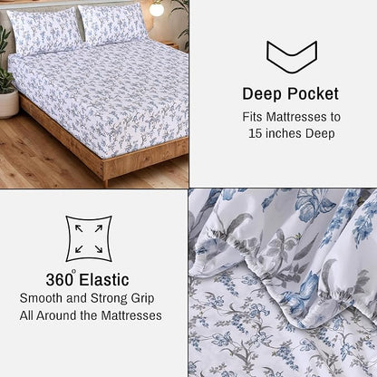 RUVANTI 100% Organic Cotton Sheets Twin XL, Percale Weave, GOTS Certified, 3-Piece Set, Deep Pocket 15", Crisp & Breathable, Soft Durable Bedding, Sábanas Algodón Orgánico – Deluxe