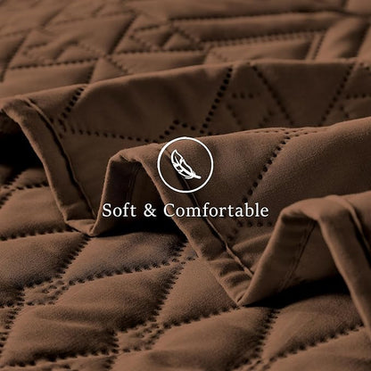 akkialla King/Cal King Size Quilt Bedding Set,Brown Lightweight Microfiber Soft Bedspread,Modern Style Geometric Pattern Coverlet Set for All Seasons,3 Piece(1 Quilt,2 Pillow Shams)