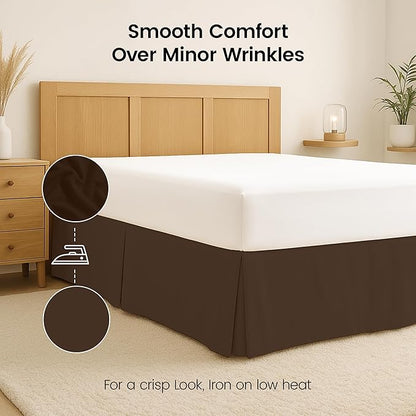 Utopia Bedding Queen Bed Skirt - Soft Quadruple Pleated Ruffle - Easy Fit with 16 Inch Tailored Drop - Hotel Quality, Shrinkage and Fade Resistant (Queen, Brown)
