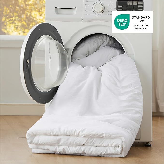 Bedsure Oversized King Comforter Set, White Soft Prewashed Bedding for All Seasons, 3 Pieces GentleSoft™ Bed Set, 1 Lightweight Comforter (120"x98") and 2 Pillowcases (20"x36")