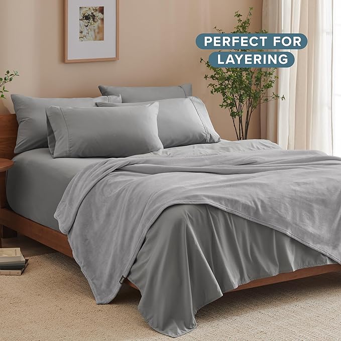 Bare Home Fleece Blanket - King Size - Ultra-Soft Lightweight for Bed, Sofa, and Couch - Luxury Microplush - Cozy Warm Blanket (King, Light Grey)