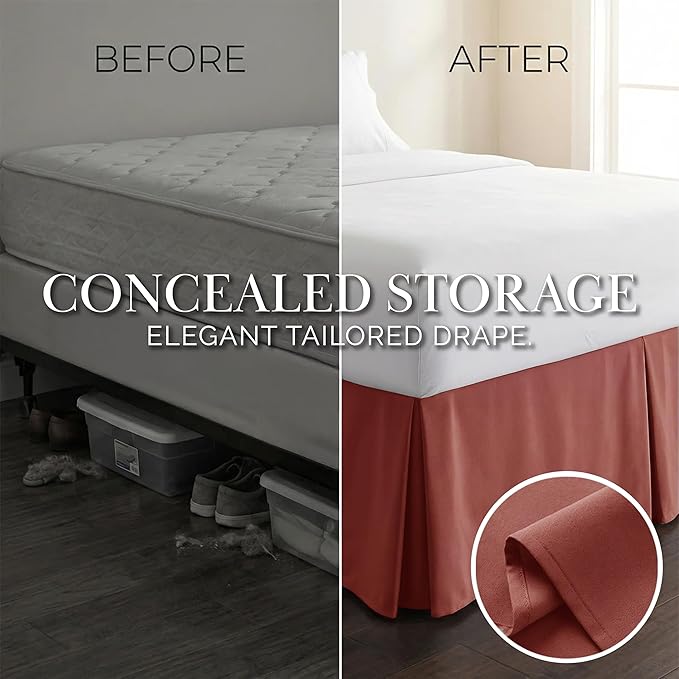 Southshore Fine Living, Inc. Hotel Quality King Bed Skirt - 14" Drop, Elegant Pleated Design, Premium Dust Ruffle/King Size Bed Skirt, Easy Care, Luxury Bed Skirt King Size, Marsala (Terra Cotta)