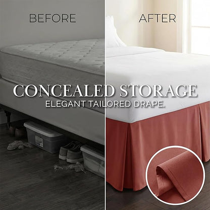 Southshore Fine Living, Inc. Hotel Quality King Bed Skirt - 14" Drop, Elegant Pleated Design, Premium Dust Ruffle/King Size Bed Skirt, Easy Care, Luxury Bed Skirt King Size, Marsala (Terra Cotta)