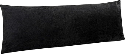 NTBAY 1 Pack Zippered Velvet Body Pillow Cover, Super Soft and Cozy Luxury Fuzzy Flannel 20x54 Long Pillowcase with Zipper, 20x54 Inches, Black