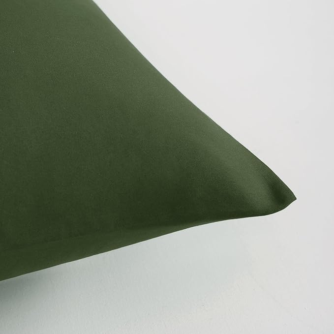 FLXXIE Pillow Cases Queen, Soft Microfiber Pillow Covers with Envelope Closure, Wrinkle Resistant Pillowcases, 2 Piece Set, 20x30, Olive Green