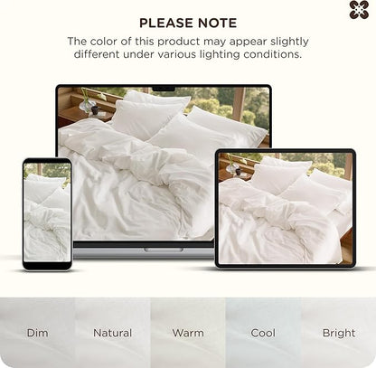 Bedsure Cotton Duvet Cover California King - Luxury Slub Weave 100% Cotton Duvet Cover Set, PureWoven Bedding Set with a Linen Like Textured, Easy Change, Coconut White, 104" x 98"