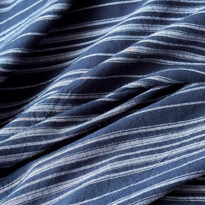 Striped Duvet Cover Twin Navy Blue Washed Cotton Comforter Cover Twin Soft Grey Vertical Stripe Farmhouse Duvet Cover Set with Zipper Boho Patterned Bedding Set Wabi Sabi Duvet Protector