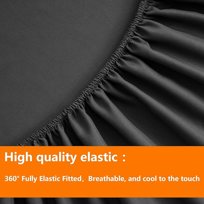 TAIMIT King Size Comforter Set - 7 Pieces, Bed in a Bag Bedding Sets with All Season Soft Quilted Warm Fluffy Reversible Comforter,Flat Sheet,Fitted Sheet,2 Pillow Shams,2 Pillowcases,Dark Grey
