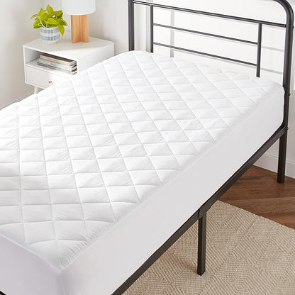 Basics Hypoallergenic Quilted Mattress Topper Pad, 18 Inches Deep, Twin, White