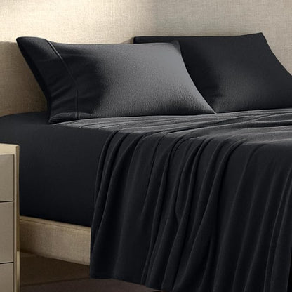 Bare Home Super Soft Fleece Sheet Set - King Size - Extra Plush Polar Fleece, No-Pilling Bed Sheets - All Season Cozy Warmth (King, Black)