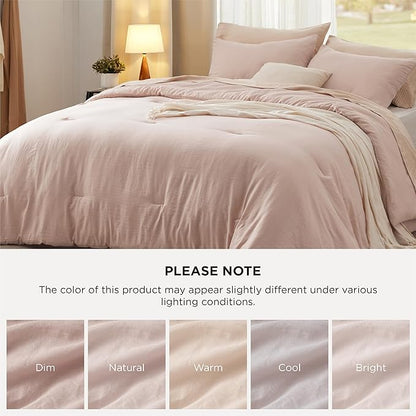 Bedsure Twin/Twin XL Comforter Set, Light Pink Soft Prewashed Bedding for All Seasons, 2 Pieces GentleSoft™ Bed Set, 1 Lightweight Comforter (68"x88") and 1 Pillowcase (20"x26")