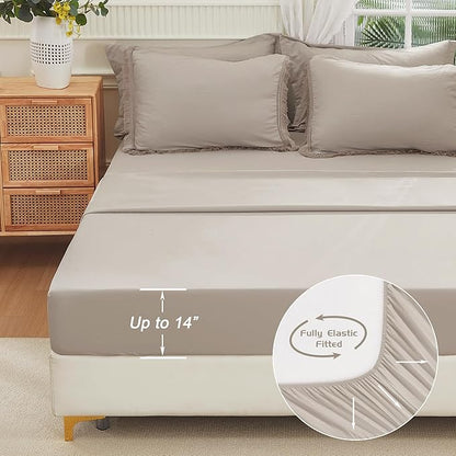 Andency Wheat King Size Comforter Set with Sheets - 7 Pieces Boho Tassel Bed in a Bag Soft Lightweight Bedding Sets, Wheat Fringe Bed Set with Comforter, Sheets, Pillowcases & Shams